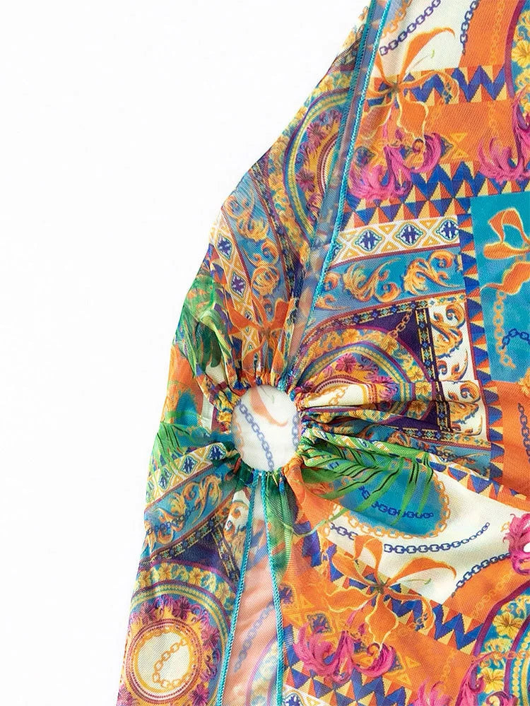 Cikini-One Shoulder Mesh Beach Skirt for Women, Sexy Bikinis Set, Summer Swimsuit, Bathing Suit, Three Piece