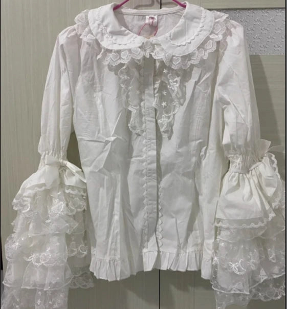 Original Design Lolita Jsk Suspender Dress Sweet Girl Women's Long Sleeve Inner Shirt Cute Princess Sling Cake Dress with Cape