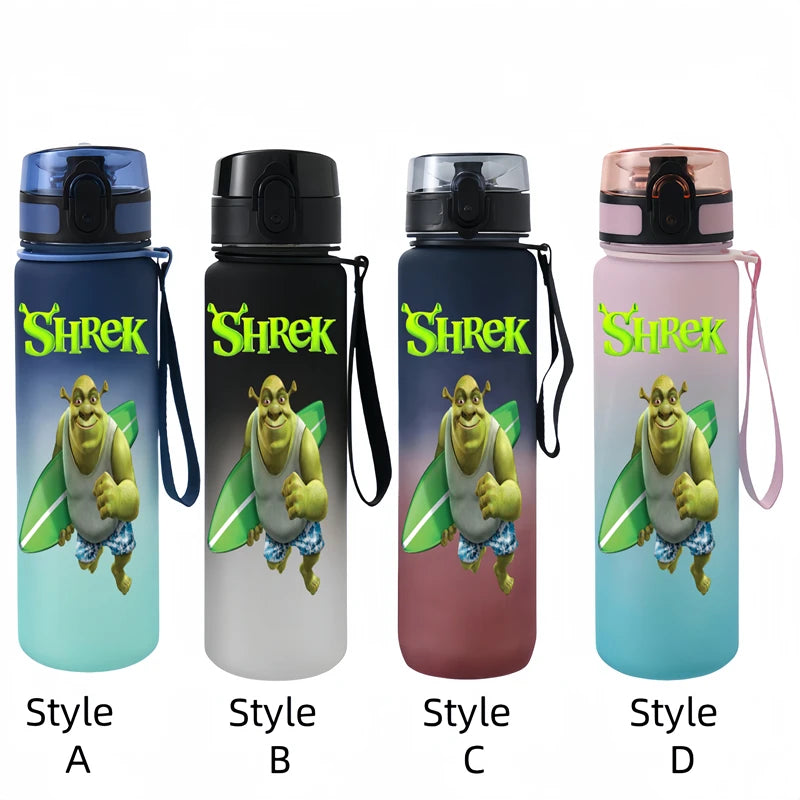Shrek  650ml Cartoon Characters Portable Water Cup Large Capacity Outdoor Plastic Leak-proof Water Bottle Children's Gift