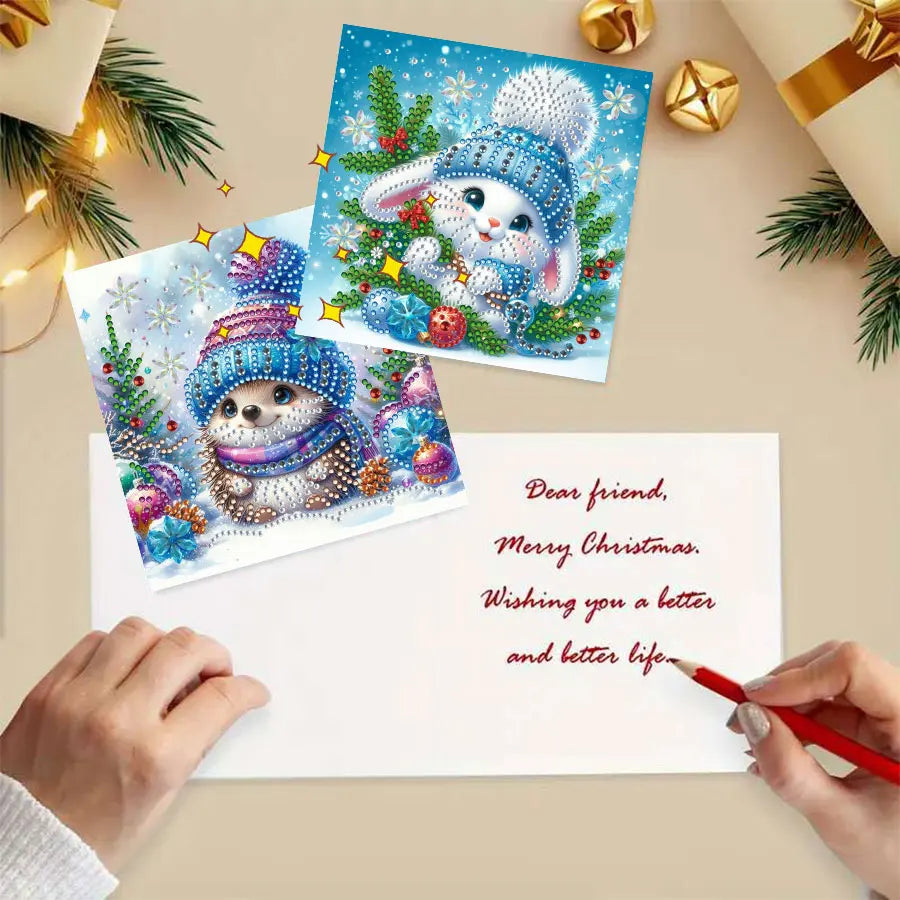 6-piece Diamond Painting Christmas Card Set - Christmas Gift, perfect for sending warm wishes to family and friends
