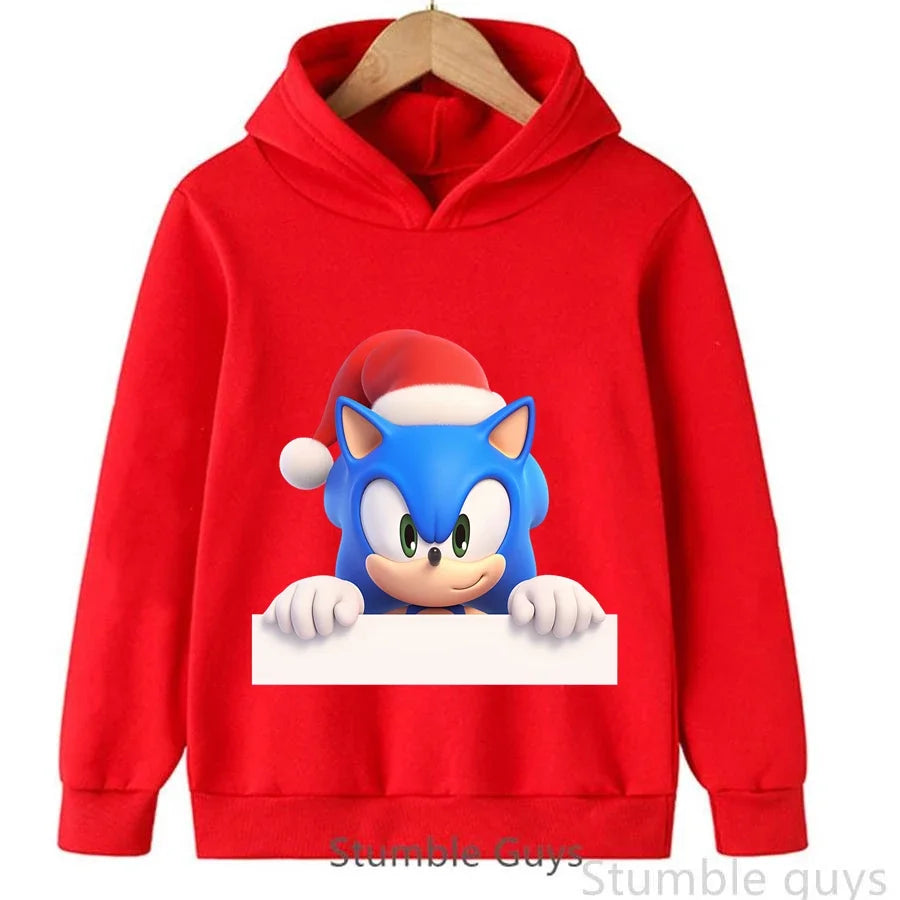 Anime Sonic Kids Hoodie Trucksuit Autumn Boys Girls Cartoon Clothes Christmas Gift Trendy Match Cardigan Sweatshirt