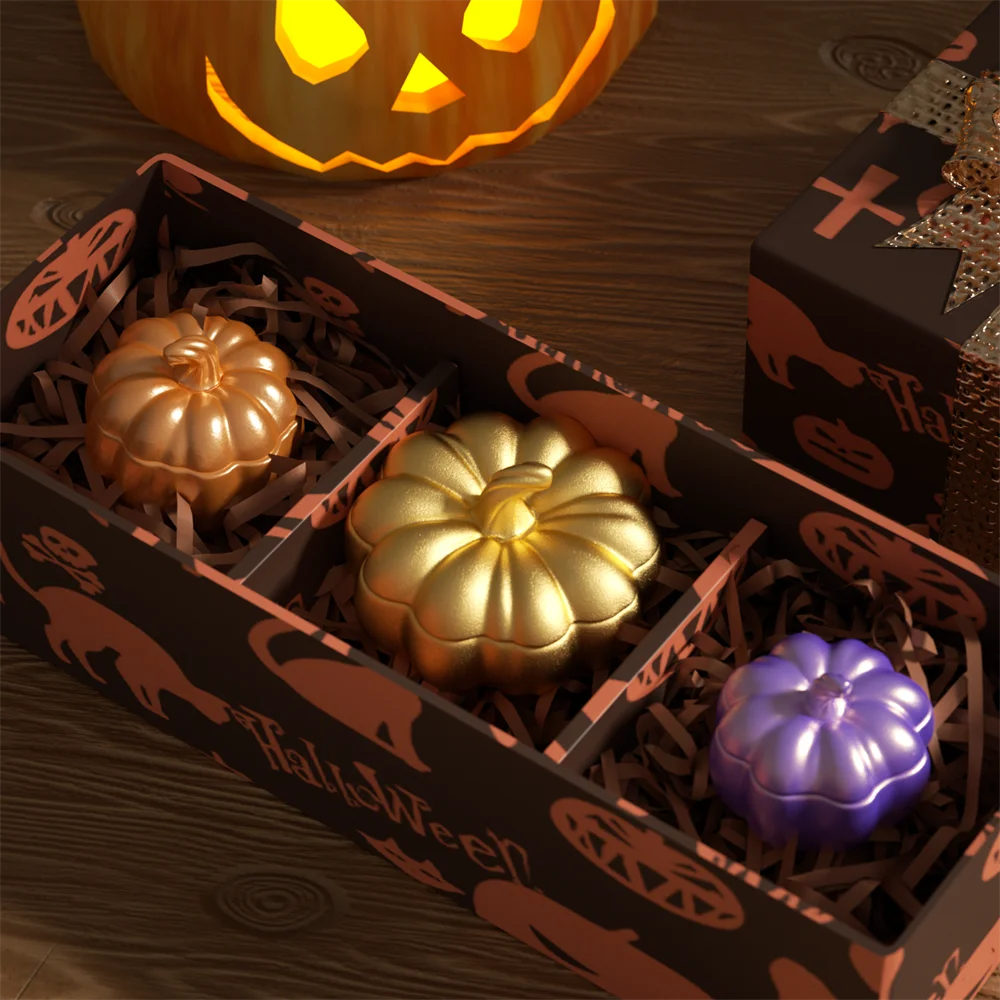 Nicole Flat Pumpkin Candle Jar Molds for Concrete Halloween Jesmonite Silicone Mould DIY Gifts Home Decor