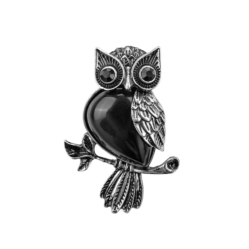 Owl Necklace Healing Crystal Stones Pendant Necklaces for Women Men Natural Amethyst Rose Quartz Gemstone Jewelry