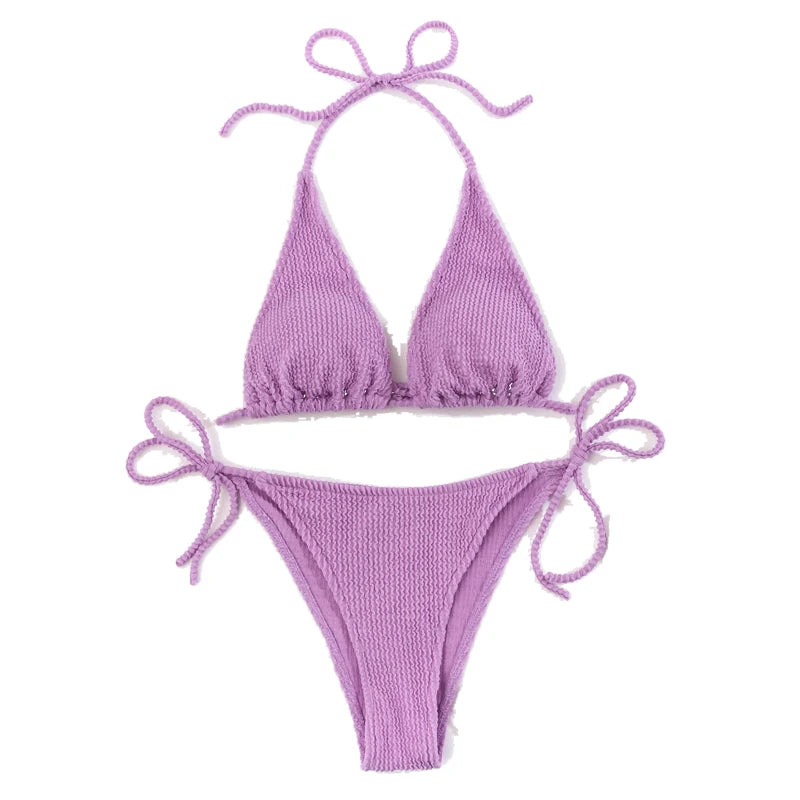 2025 New Fashion Sexy Bikini Solid Swimsuit Women Swimwear Push Up Set Brazilian Bathing Suit Summer Beach Wear Swimming