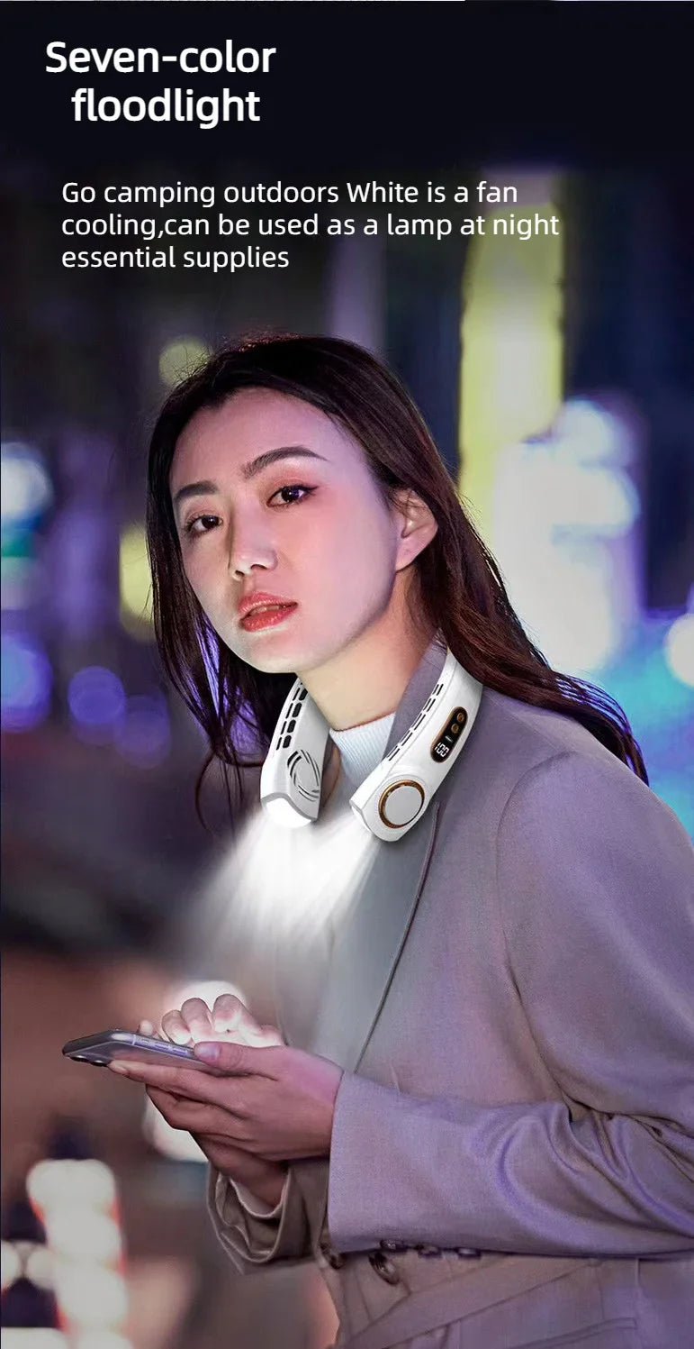 Portable Neck Fan Personal 4000mah Bladeless Cooling Neck Fan Blow Cold Air Neck Cooler Wearable Fan Around Your Neck Adjustable