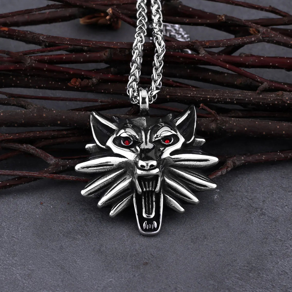 316L Stainless Steel TheWitcher Jewelry Wizard 3 Wild Hunt Game Vintage Hip Hop Pendant Necklace Geralt Wolf Head Necklace Gift