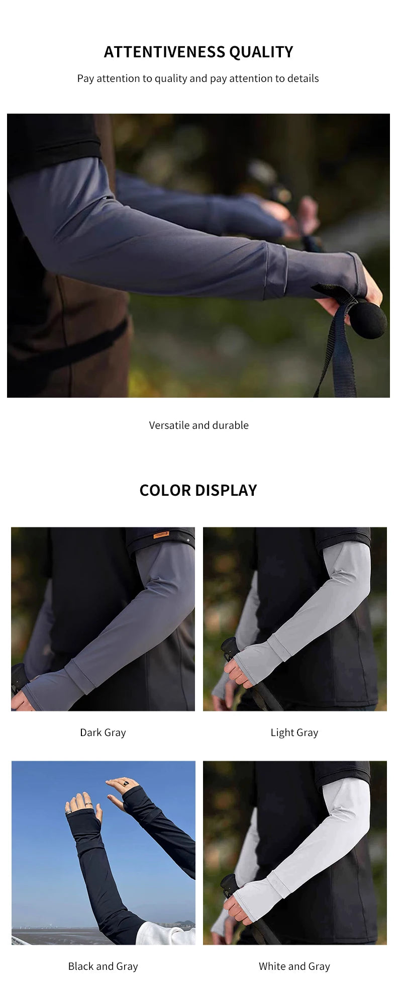 Arm Sleeves with Thumb Hole UV Protection Cooling Arm Sleeves Summer Arm Cover for Sports Workouts Cycling Driving