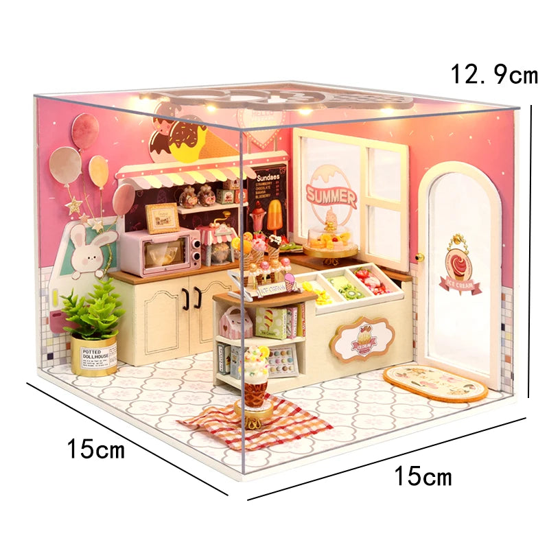 DIY Book Nook Kit Wooden Doll House 3D Puzzle Assembly Toy Home Bookend  Bookshelf Insert With Furniture Toys For Christmas Gift