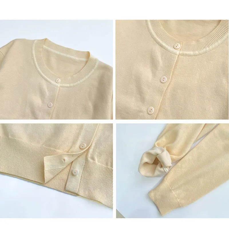 2025 Autumn Winter Knitted Cardigans Women Long Sleeve Tops O Neck Single Breasted Solid Soft Sweaters Mujer