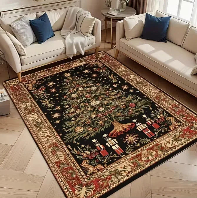 1pc Merry Christmas Area Mat Suitable for Living Room Bedroom Kitchen Christmas Gift Room Mat Christmas Retro Home Decoration