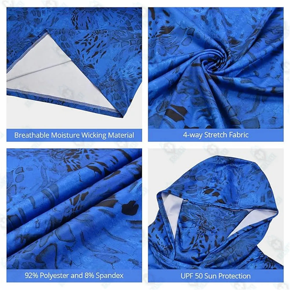 Long Sleeve Fishing Hoodie for Men Anti-UV Sun Protection Clothes Fish Shirt Hunting Jungle Camouflage Jersey UPF 50 + New