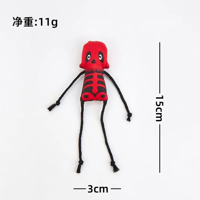New Halloween Pet Toy with Catnip Inside Soft Durable Skull Plush Cat Toys Teeth Grinding Think Over Stress Relief Pet Supplies