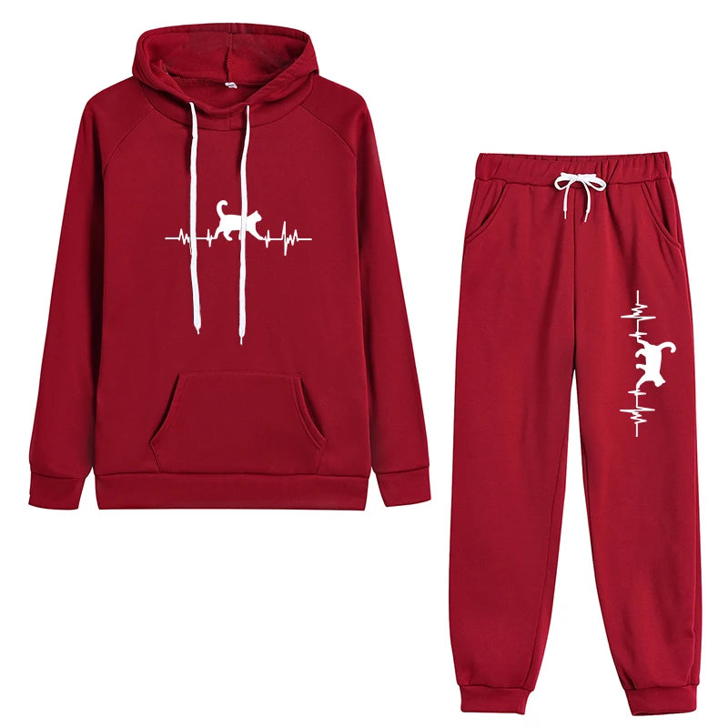Woman Tracksuit Two Piece Set Winter Warm Hoodies+Pants Pullovers Sweatshirts Female Jogging Woman Clothing Sports Suit Outfits