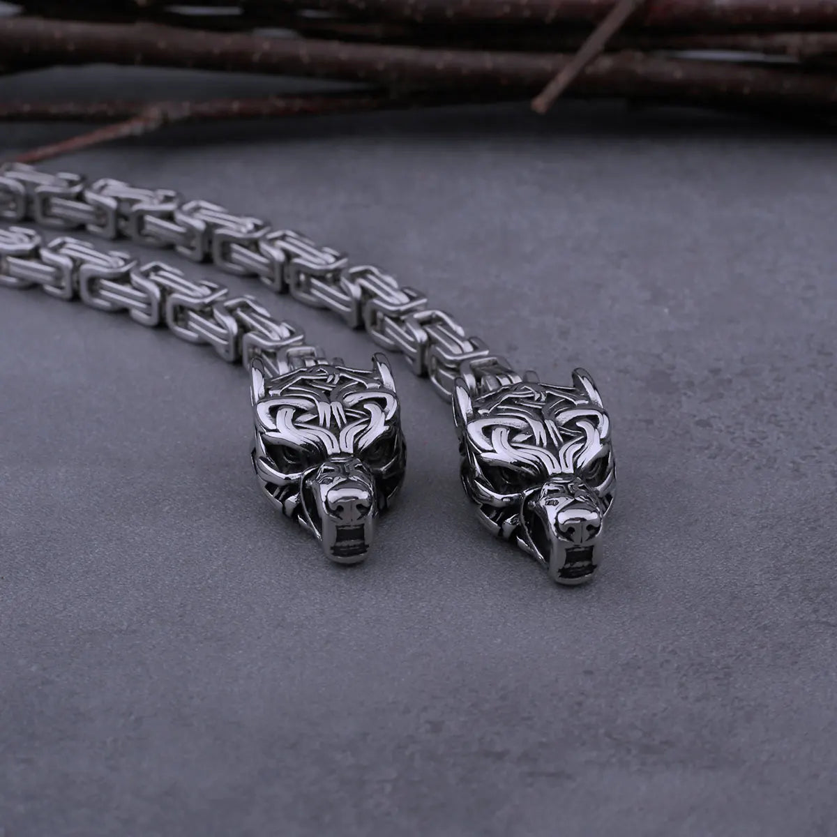 Viking Stainless Steel Wolf Head Thor's Hammer Set Necklace Punk Men's Nordic Fashion Jewelry Gift Necklace