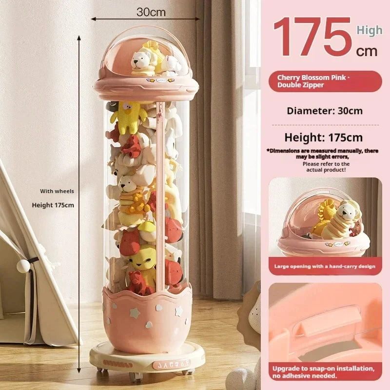 Astronaut Doll Storage Box Children's Plush Toys Storage Boxes Transparent Plastic Stuffed Home Storages Organization Zipper Bin