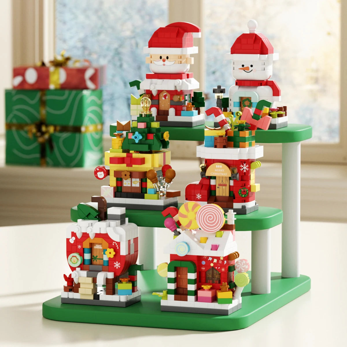 christmas train santa claus moc building blocks toys construction set for girls christmas tree decorations micro building blocks