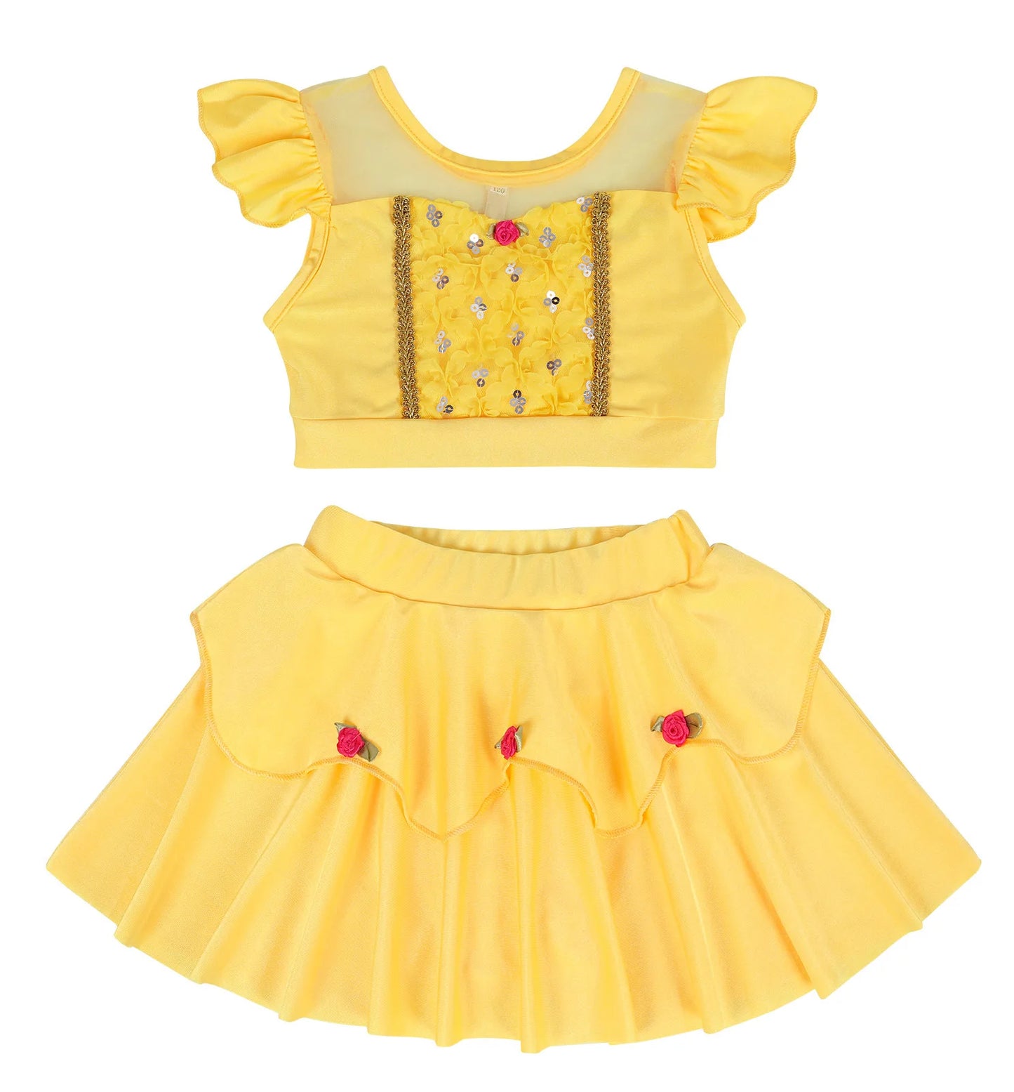 2025 Girls Two Piece Swimsuit Anna Elsa Belle Swimwear Princess Bodysuit Swimwear for Girls Childrens Bikini Beachwear Clothes