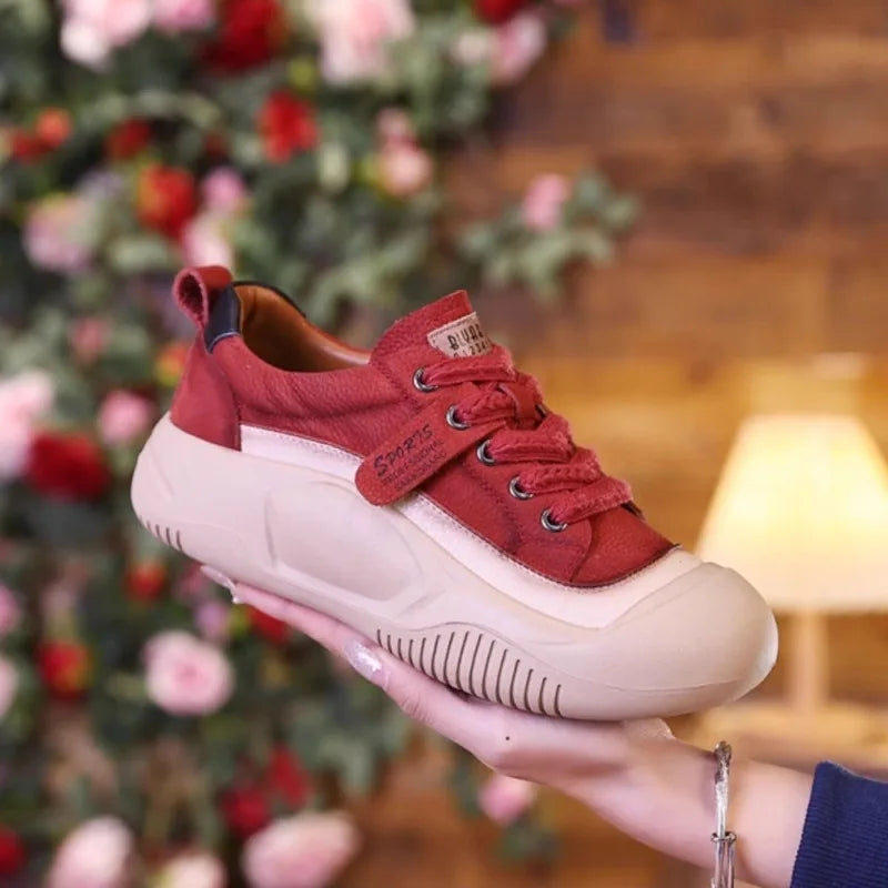 2025 Spring and Autumn New Versatile Thick Soled Retro Single Shoes Soft and Comfortable Height Boosting Women's Casual Shoes