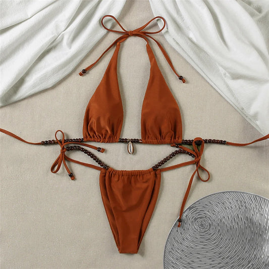 Two-Pieces Swimsuit Women Swimwear 2025 Push-Up Bikinis Halter Bikini Set Bathing Suit Summer Beachwear Sexy Biquini Female