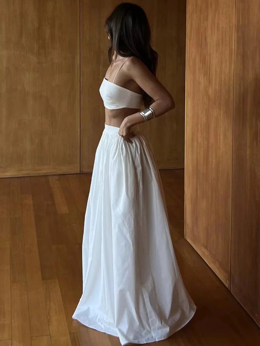 Wolfeel 100% Cotton Suspender Underwear Half Long Skirt Set Summer Beach Style Sexy Stylish Underwear Skirt Set Women's Clothing