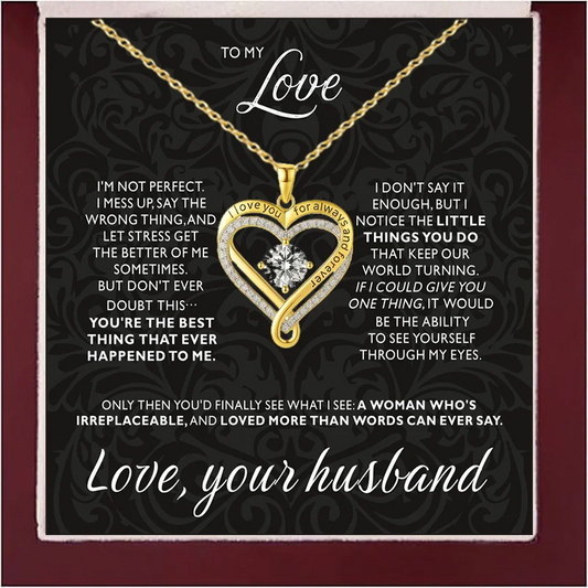 Christmas Gift To My Love Eternal Heart Double layered Heart Shaped Necklace With Gift Box Gilrfriend Wife Valentine's Day Gifts