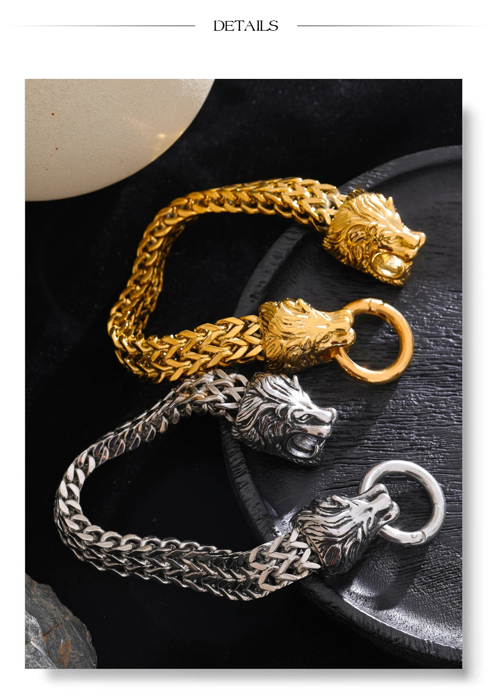 Yhpup Exaggerated Lion Cuban Chain Thick Bracelet Bangle Men Texture Stainless Steel 18K Gold PVD Plated Personalized Jewelry