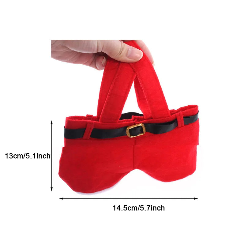 2026 Merry Christmas Gift Treat Candy Wine Bottle Holder Santa Claus Suspender Pants Trousers Decor Christmas Gift Bags Cute