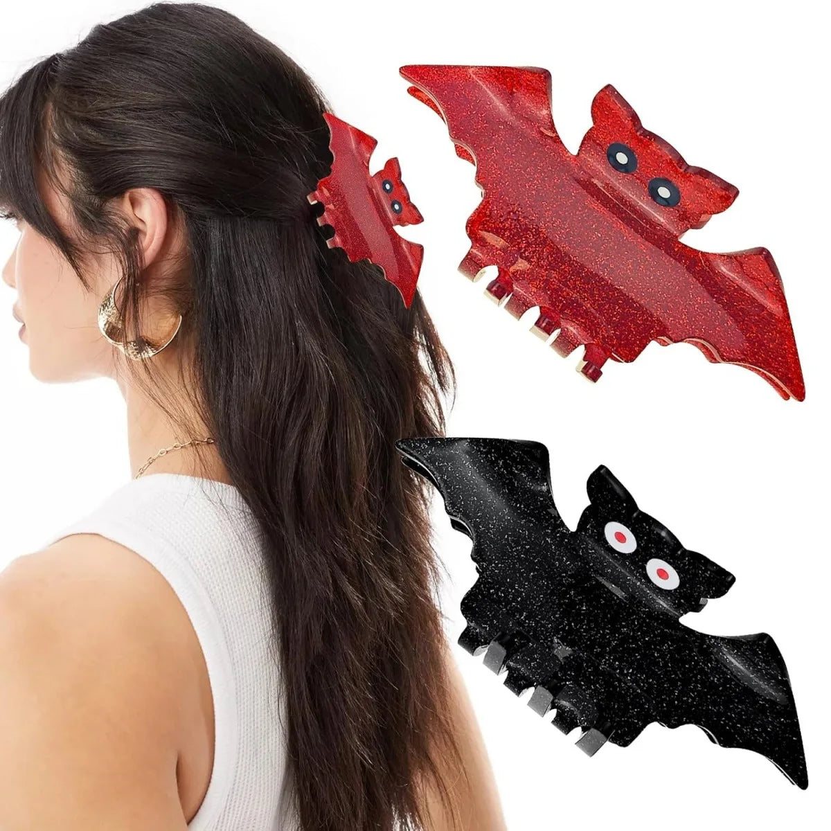 1PC Halloween Bat Hair Clip Funny Women's Back-Of-Head Party Decoration Ponytail Accessory