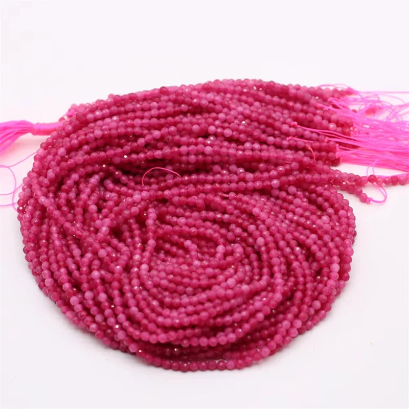 Natural Stone Beaded Faceted Pink Tourmaline Gemstone Isolation Loose Beads for Jewelry Making Diy Necklace Bracelet Accessories