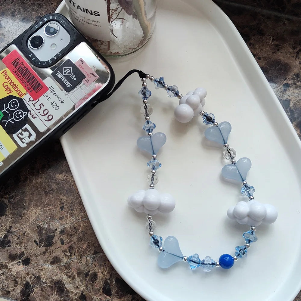 HERLOOK Love Heart Phone Straps Clouds Phone Charm Y2K Accesories String for Cellphone Jewelry