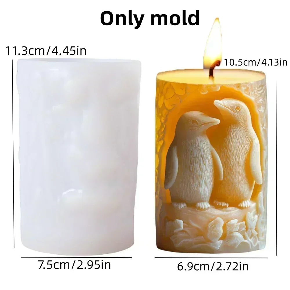 DIY elk relief cylindrical candle silicone mold sika deer flower relief resin mould Forest sika deer gypsum molds Christmas gift