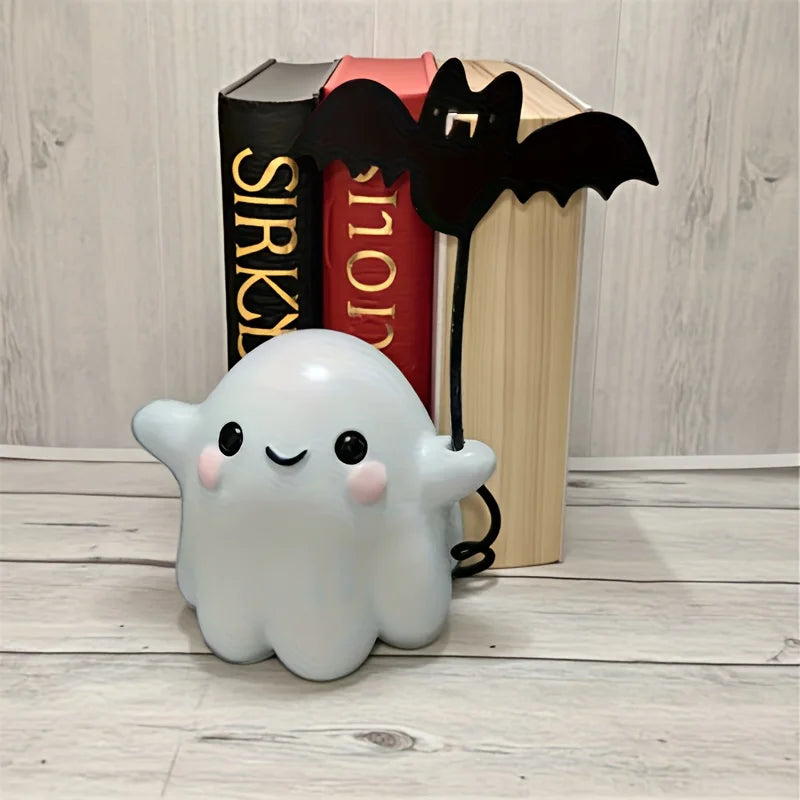 1Pc Halloween Cute Ghost Putting Bat Ornaments Ghost Bat Desktop Party Decoration Party Small Gift Little Finger Cute Ghost Toys