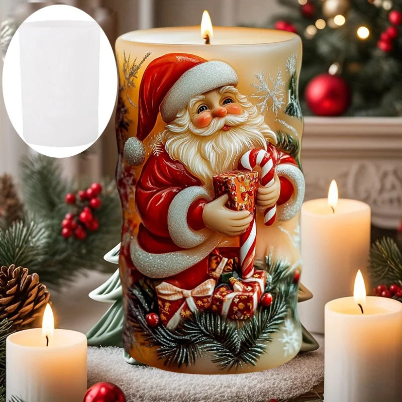 Santa Claus Take Balloon Cylindrical Scented Candle Silicone Mold Santa Claus Pull Balloon Resin Plaster Molds Christmas Gift