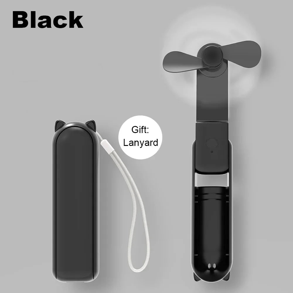 Portable Mini Handheld Fan Small Pocket USB Rechargeable Battery Fan Folding Cooling Hand Mini USB Fan with Power Bank