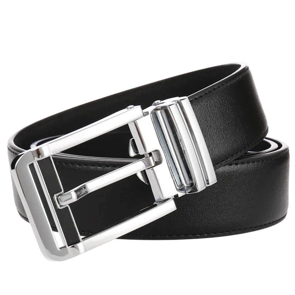 New Men's Belts Business Simple Pin Buckle Genuine Leather Men's Belt Luxury High Quality Casual Male Waist Band Cowhide 3.5cm