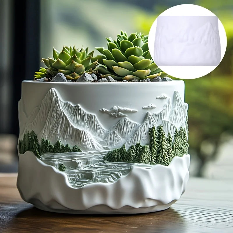 Windmill Town Succulent Plant Pot Silicone Mold  Windmill Town House Relief  Flower Pot Resin Mold Dream house storage box molds