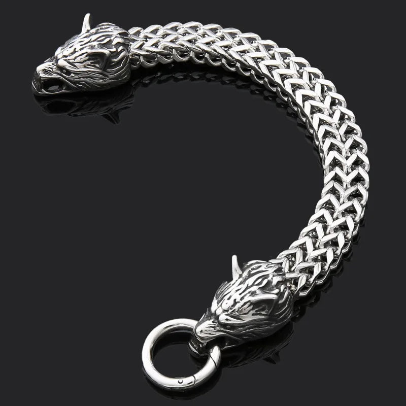 European and American Hip-hop Rock Fashion Personality Trendy Accessories for MEN'S Stainless Steel Wolf Head Bracelet
