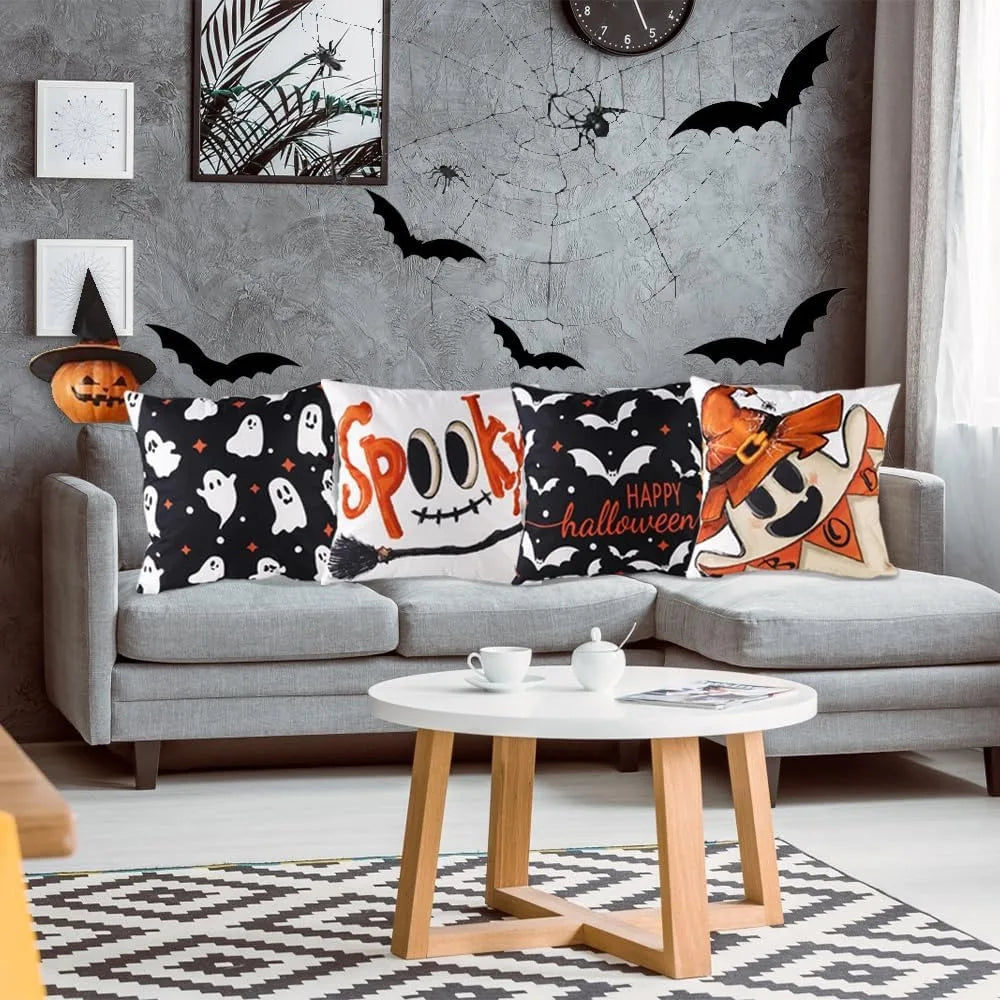 Spooky Halloween Pillowcases: Witch, Ghost, Bat, and 'Spooky' Designs for a Hauntingly Fun Season! Sofa cushion cover, gift