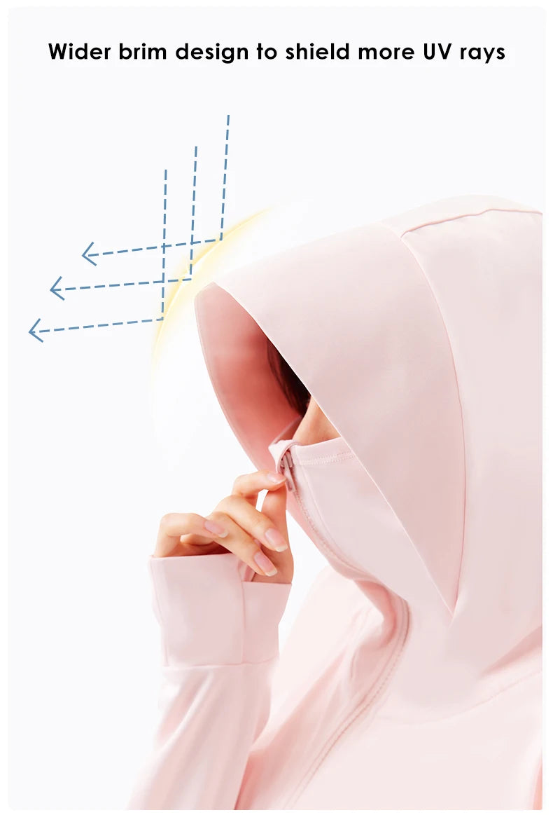 OhSunny Women Clothing Anti-UV Coats Hooded Sun Protection with Strip Loose Breathable Long Sleeve Sport Cycling Clothes