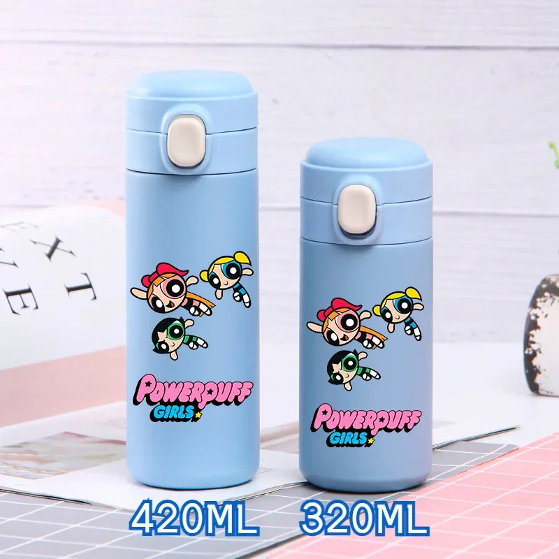 320ml/420ml The Powerpuff Girls Portable Large Capacity Sport Water Bottle Children Drinking Cup Thermal Stainless Steel