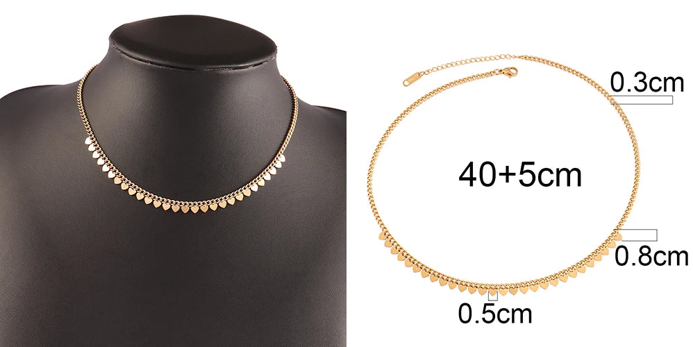 Trendy Stainless Steel Necklace For Women Gold Silver Color Round Geometric Pendant Necklace Choker Snake Chain Necklace Jewelry