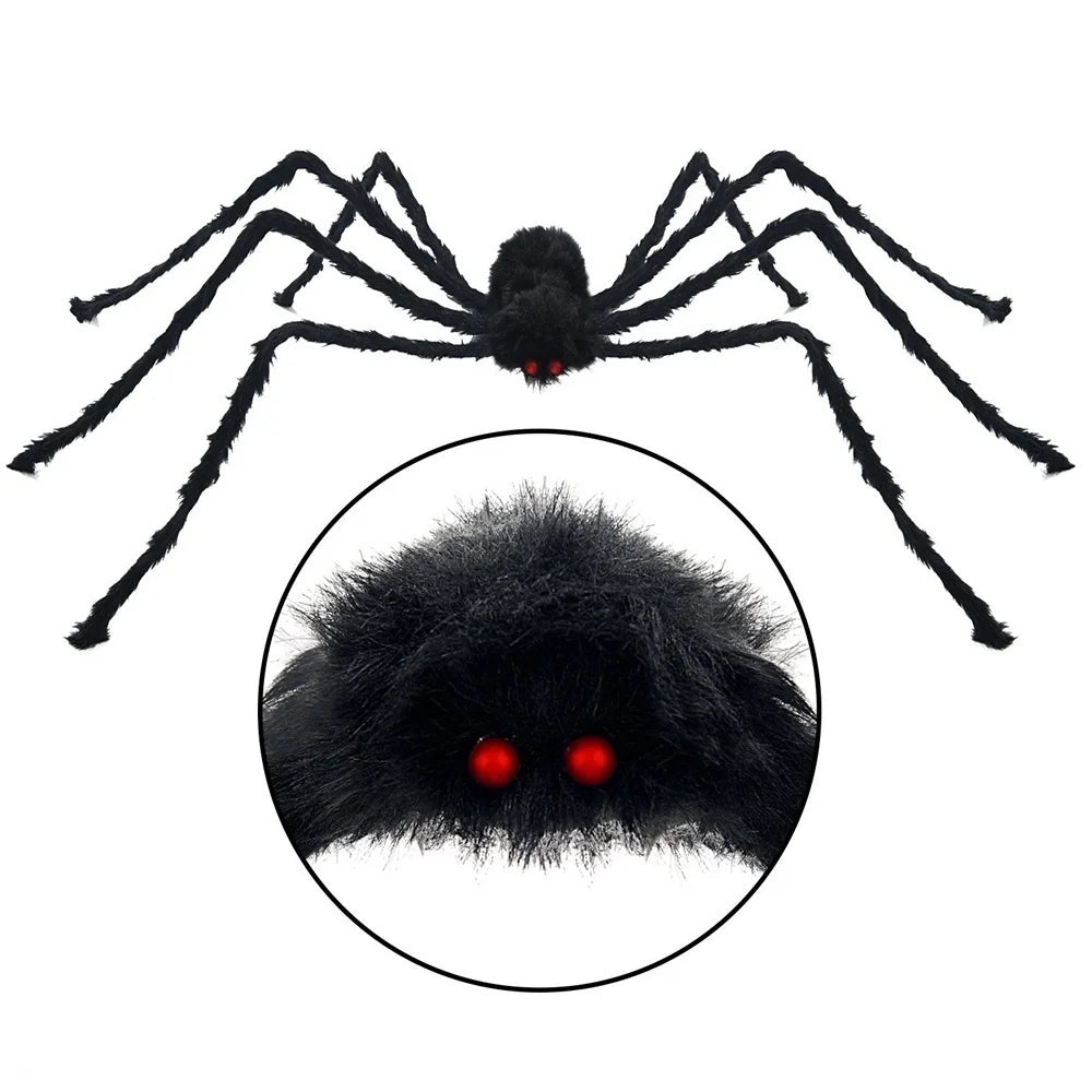 Giant Spider Huge Spider Web Halloween Decoration Props Haunted Indoor Outdoor Spooky Plush Large Araneid Prank Trick Supplies