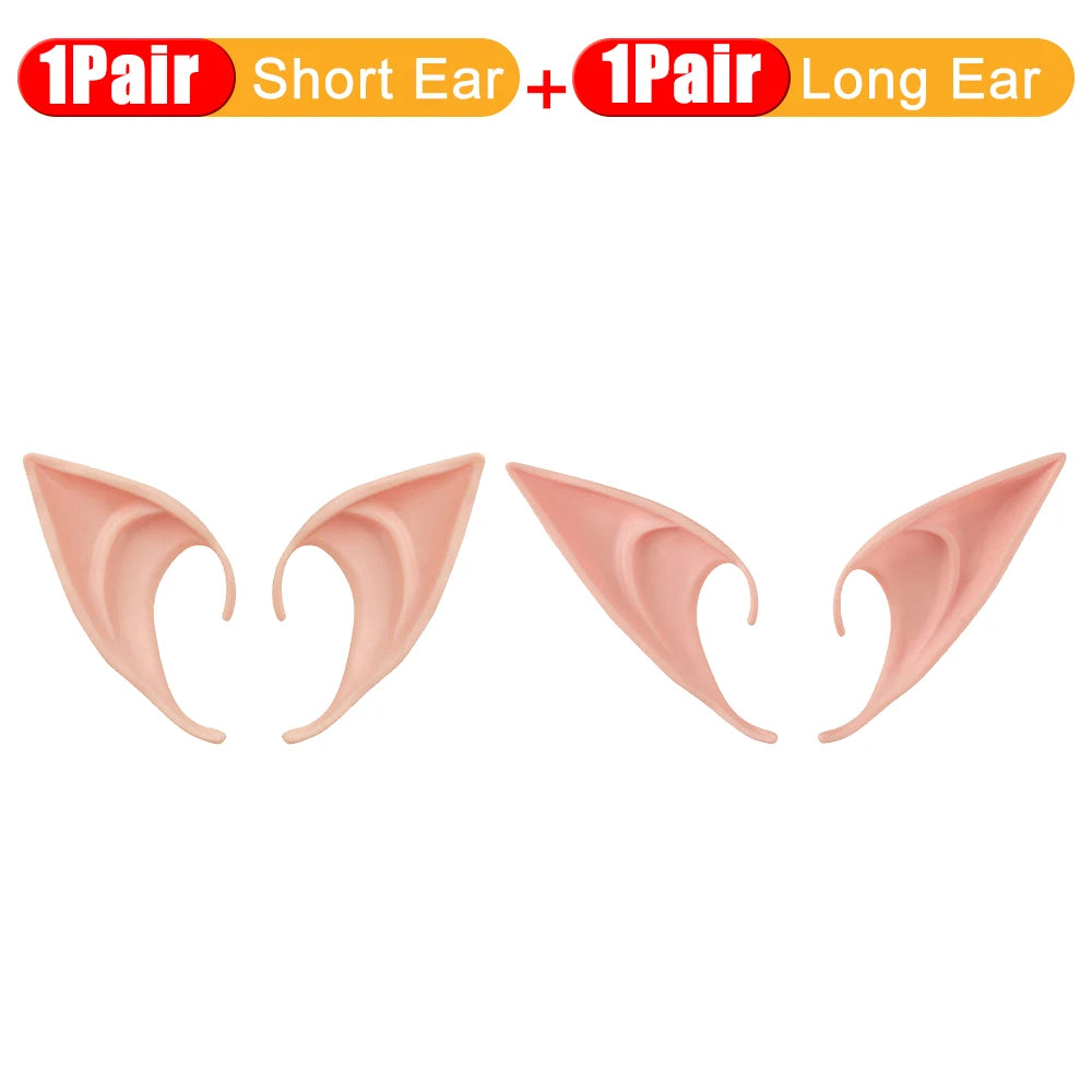 10-1Pair Halloween Angel Elf Ears Fairy Cosplay Latex Ears Halloween Decoration Monster Ears Vampire Cosplay Costume Accessories
