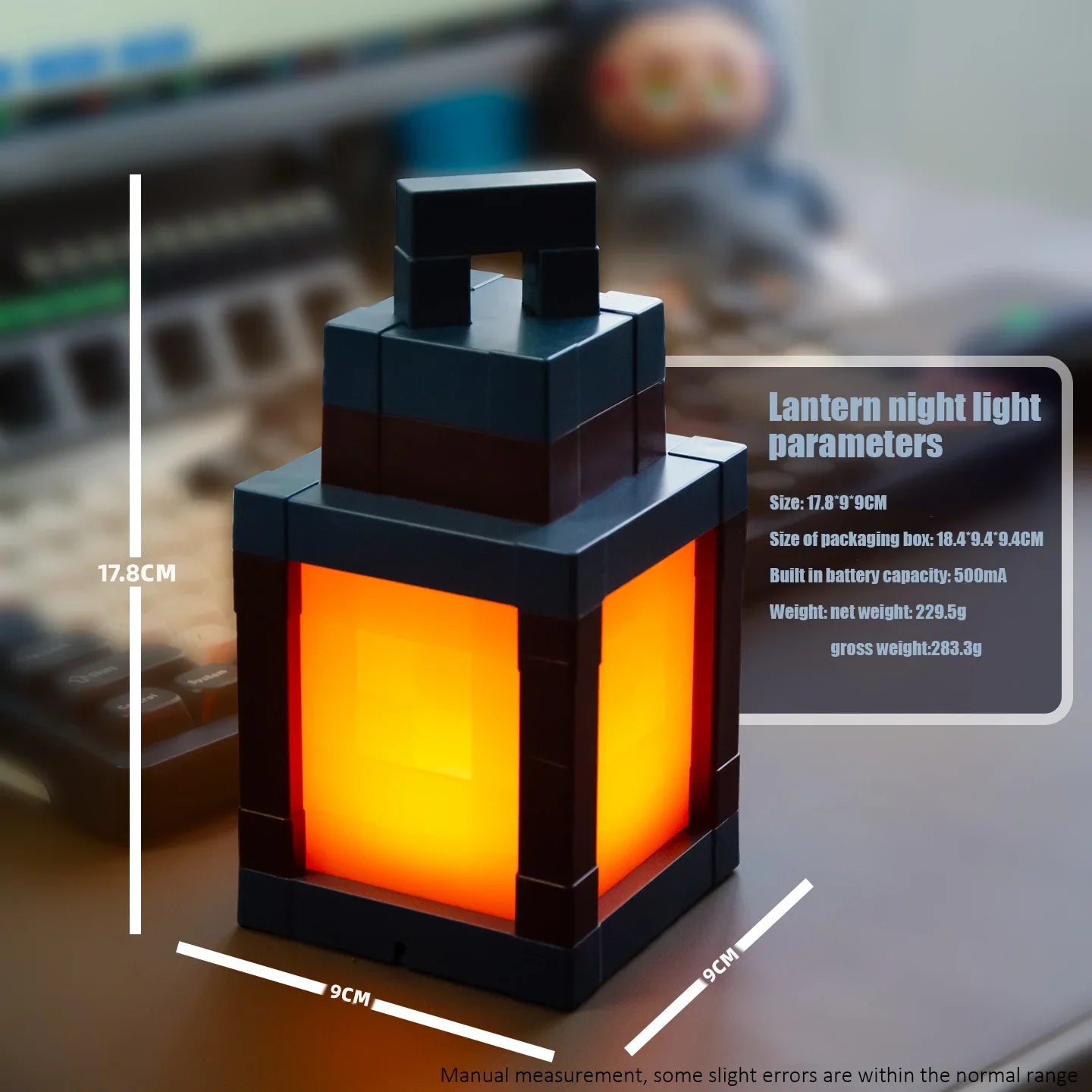 2026 Christmas gift Pixel Style Night Light Tabletop Ornament Portable Lantern DIY Interior Decoration Festival Atmosphere Light