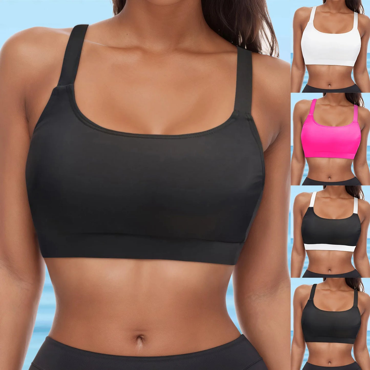 Bras Bikinis Women Swimwear Tops Solid Color Underwire Full Coverage Push Up Swim Crop Brassiere Summer Beachwear 호캉스 수영복