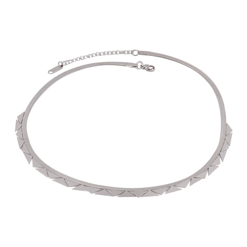 Trendy Stainless Steel Necklace For Women Gold Silver Color Round Geometric Pendant Necklace Choker Snake Chain Necklace Jewelry
