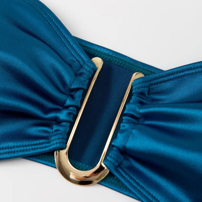 Sexy U Shaped Stapless Swimsuit for Women Bandeau Bikini Mujer 2024 High Cut Bathing Suit Two Piece Bikinis Set Bathers Swim