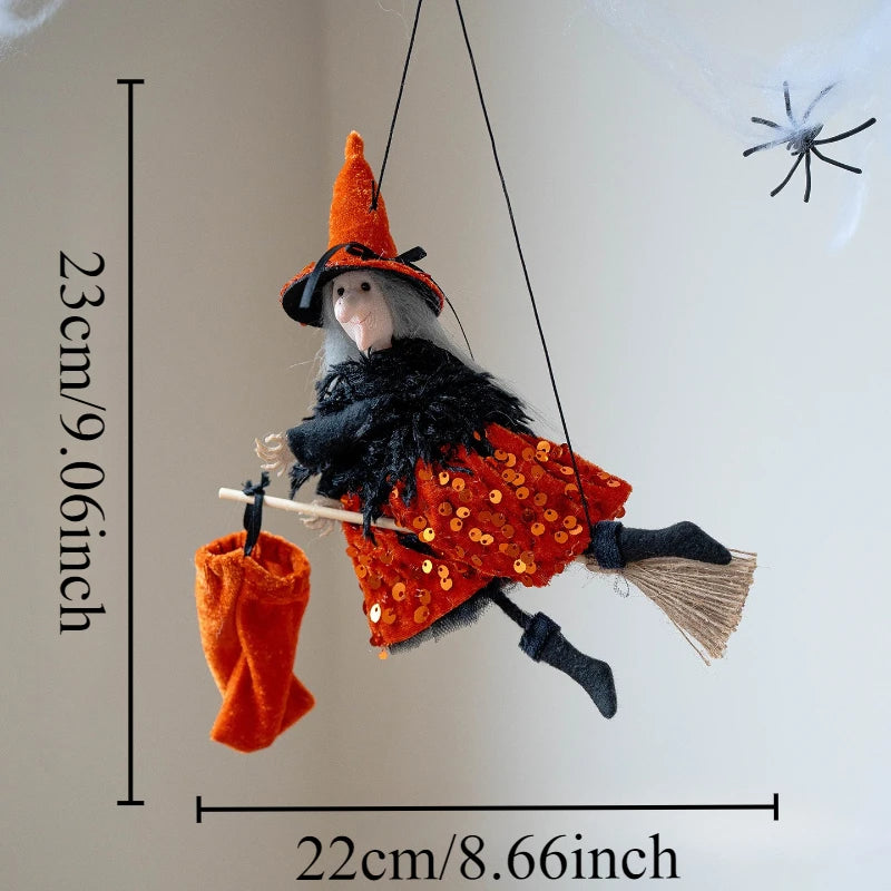 Cute Halloween Witch Pendant Halloween Decoration Home Decor Pumpkin Ghost Witch Hanging Pendant Halloween Creative Gift