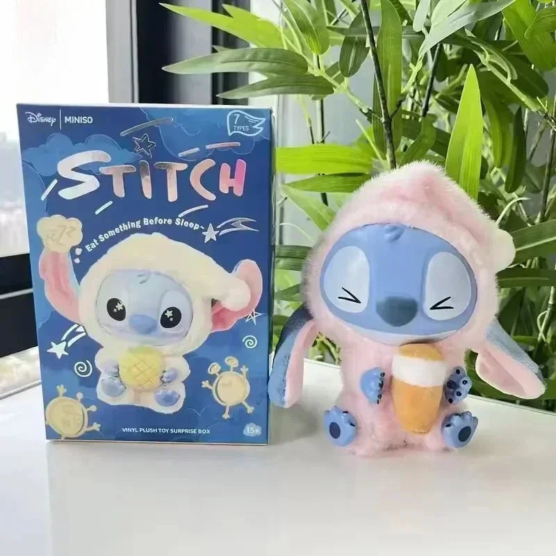 IN STOCK Stitch Eat Some Thing Before Sleep Series Blind Box Soft Stuffed Plush Kawaii Toy Pendant Doll Christmas Gift for Girls