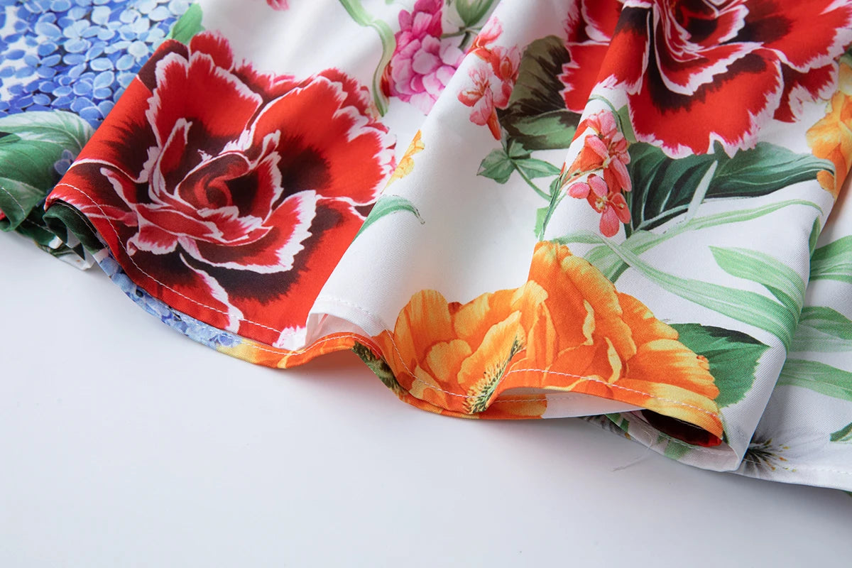 Women Gorgeous Flower Long Dress Swing Sling Dress Spaghetti Straps Floral Backless Dresses Summer Lady Elegant Holiday Outfits